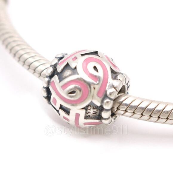 Authentic PANDORA Pink Ribbon Breast Cancer Charm - 790755EN24 - Picture 3 of 8